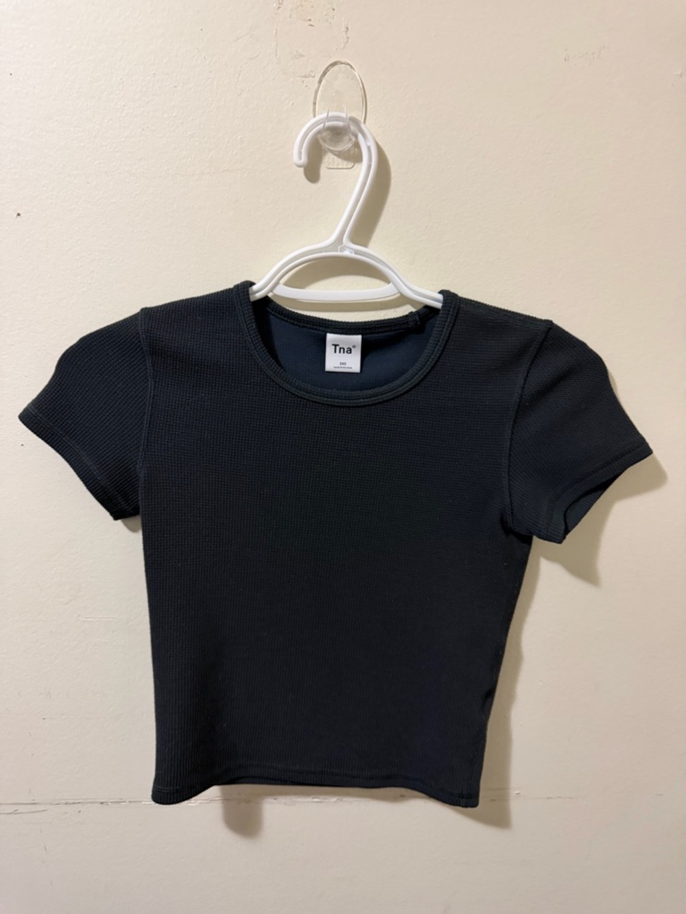 TNA Black Ribbed Crew Neck Tee